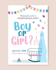 Baby shower invitation card design. arrival and born theme. Vector illustration, hand drawn