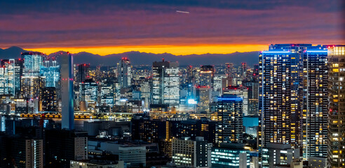 Fototapeta na wymiar Odaiba and Tokyo Bay, Tokyo, Japan