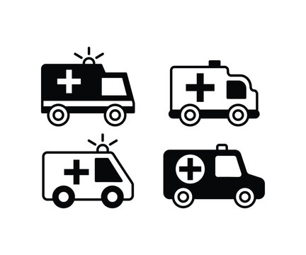 ambulance car transportation icons vector design simple flat modern style illustration element collections sets