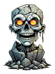 Zombie head broken stone style on a transparent background