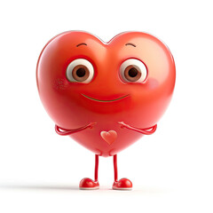 A cute red love heart character. Valentine's day cartoon mascot