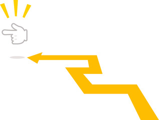 指差す手を追う矢印、ナビゲーション
