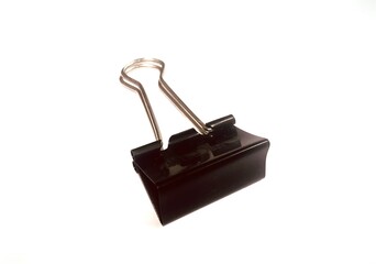 Black paper clip isolated on white