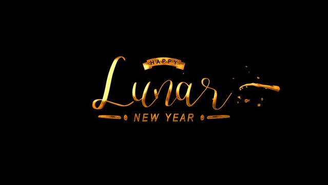 Happy Lunar New Year Text Animation on Gold Color. Great for Lunar New Year Celebrations, for banner, social media feed wallpaper stories