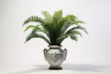 Obraz premium cycas in the pottery urn with white background