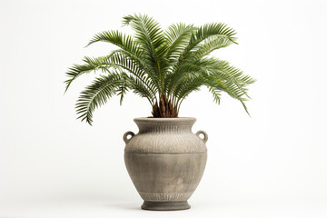 Obraz premium cycas in the pottery urn with white background