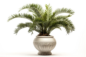 Obraz premium cycas in the pottery urn with white background