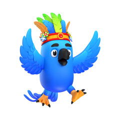 3D Rendering Macaw Bird Illustration