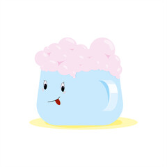cute blue mug with pink foam