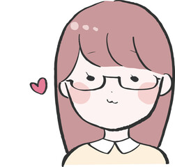 メガネをかけた女性がうっとりしているイラスト