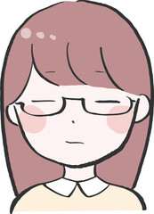 Obraz premium メガネをかけた女性が無表情のイラスト