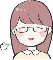 メガネをかけた女性がホッとしているイラスト