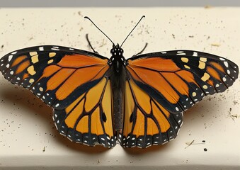 Close-Up of Monarch Butterfly on White Background