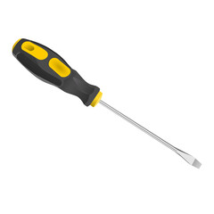 screwdriver illustration isolated on white. Black and yellow screwdriver illustration. 