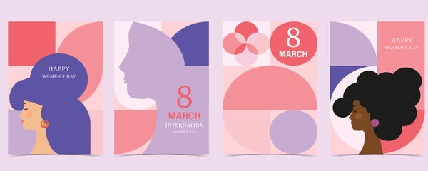 International women day with geometric use for vertical a4 card design