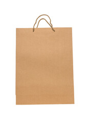 A paper bag with handles isolated on a transparent background. The end of the packaging for purchases.