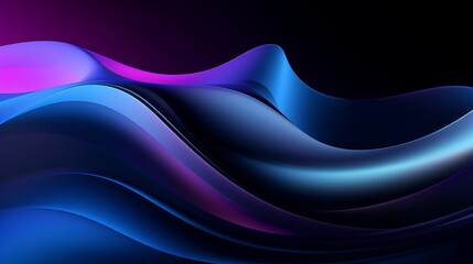 Purple and blue 3d wave on black background - abstract business technology wallpaper