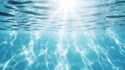 Fototapeta premium blue water surface with bright sunlight reflections