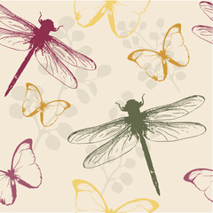 seamless pattern with dragonfly