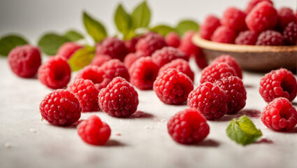 raspberries on a wooden table
