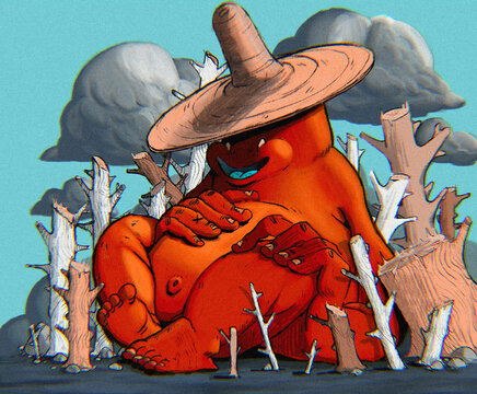 ogro rojo decansando