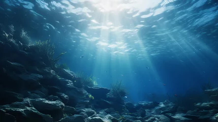 Foto op Canvas sea or ocean underwater deep nature background with sunlight © Aura
