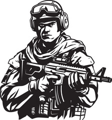 Warrior Whisper Vector Black Logo for Combat Operations Ghost Recon Special Ops Soldier Icon in Black