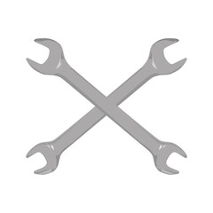 wrench and spanner illustration isolated on white background. crossed wrench illustration.