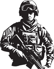 Shadow Stalker Black Logo for Covert Operations Warrior Mark Vector Design for Tactical Soldier Icons