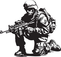 Covert Strike Force Black Insignia for Combat Soldiers Silent Sentinel Vector Design for Special Forces Icons