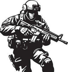 Invisible Guardian Black Insignia for Combat Operations Vector Vanguard Special Forces Black Logo Design