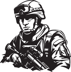 Striker Symbol Stealth Soldier Vector Glyph in Black Invisible Guardian Black Insignia for Combat Operations