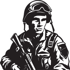 Deadly Precision Tactical Warrior Glyph Emblem in Black Shadow Stalker Vector Black Insignia for Combat Operations