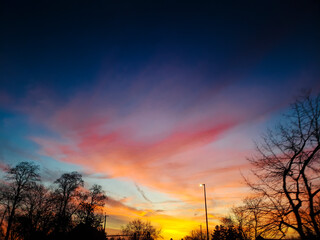 Colorful, Brilliant Sunrise Over a Road, Dublin, Ohio