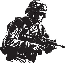 Shadow Stalker Vector Design for Special Forces Soldiers Covert Commando Stealth Soldier Glyph in Black
