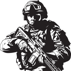 Stealth Elite Vector Black Insignia for Soldiers Strategic Strike Black Glyph for Combat Soldier Operations