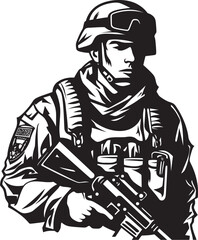 Lethal Precision Vector Black Emblem for Soldiers Covert Strike Force Combat Soldier Logo Design
