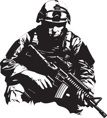 Covert Command Combat Soldier Logo in Black Warrior Whisper Vector Design for Soldier Icons