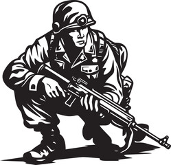 Black Ops Bravo Tactical Soldier Logo Design Shadow Strike Combat Soldier Glyph in Black