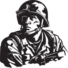 Shadow Stalker Combat Soldier Logo in Black Vector Valor Black Insignia for Combat Operatives