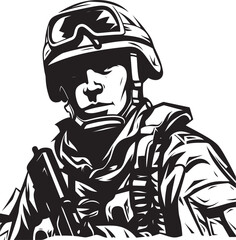 Vector Vanguard Stealth Combat Soldier Icon Warrior Glyph Black Insignia for Tactical Icons