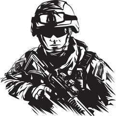 Stealth Sentinel Combat Soldier Vector Design Covert Command Black Logo for Tactical Soldiers