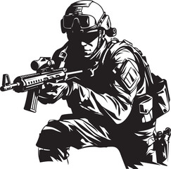 Lethal Precision Combat Soldier Vector Black Logo Warrior Mark Tactical Soldier Emblem Design