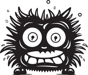 Whisker Wonders Cute Doodle Monster Logo Design Adventurous Aberrations Black Emblem for Playful Monsters