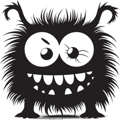 Kooky Kreatures Monster Vector Logo Design in Black Whimsy Wonders Adorable Doodle Monster Icons