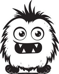 Scribble Sweets Cute Doodle Monster Glyph in Black Kooky Kreatures Monster Vector Logo Design in Black