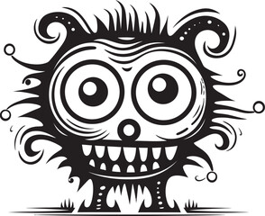 Inkblot Playmates Black Logo for Doodle Monsters Cheery Chimeras Vector Black Doodle Monster Emblem