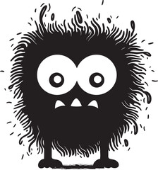 Kawaii Kritters Playful Monster Glyph Design in Black Enchanting Oddities Doodle Monsters Vector Black Logo