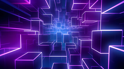 Abstract geometric lines background, technological lines background and light effects, 3D rendering