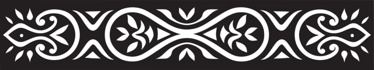 Cultural Essence Black Emblem for Vector Border Art Heritage Lines Ethnic Style Logo Design in Black